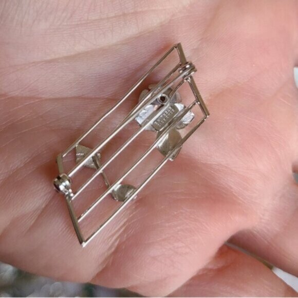 Vintage Bond Boyd Sterling Silver Musical Note Musician Rose Brooch Pin - Picture 4 of 5